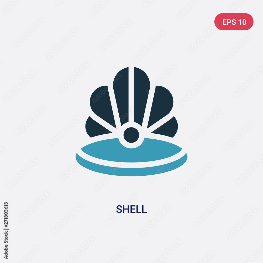 Poster two color shell vector icon from travel 2 concept. isolated blue shell vector sign symbol can be use
