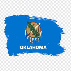 Flag of  Oklahoma from brush strokes. United States of America. Flag Oklahoma on transparent background for your web site design, logo, app, UI. Stock vector. EPS10.