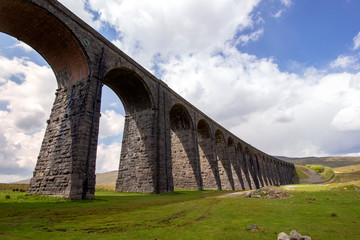 Fototapeta na wymiar Yorkshire Dales Ribblehead Viaduct. Large stones arches in viaduct