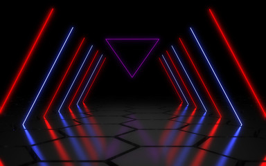 3d abstract background neon lines glow.3d illustration