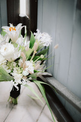  wedding flowers, dead wood, fern, hangar