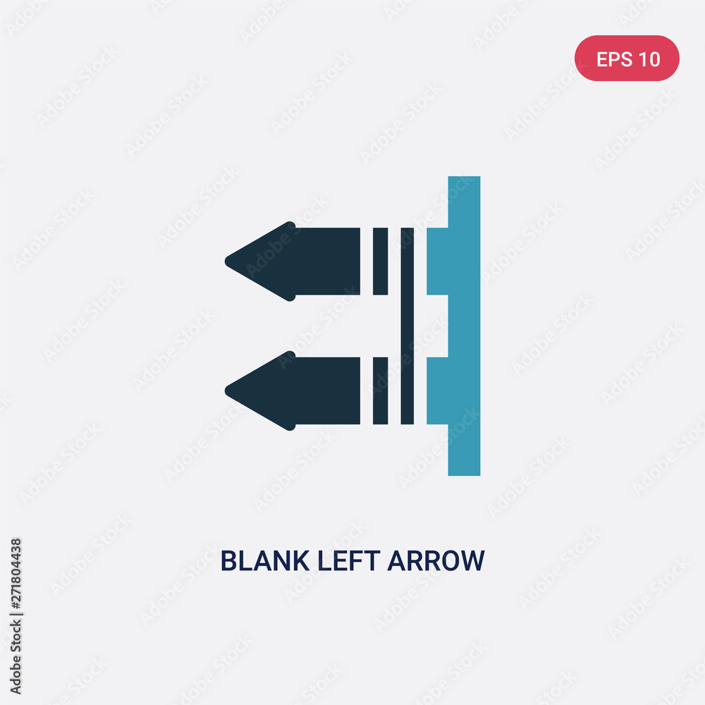 Poster two color blank left arrow vector icon from user interface concept. isolated blue blank left arrow v