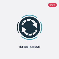 two color refresh arrows vector icon from user interface concept. isolated blue refresh arrows vector sign symbol can be use for web, mobile and logo. eps 10