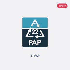 two color 21 pap vector icon from user interface concept. isolated blue 21 pap vector sign symbol can be use for web, mobile and logo. eps 10