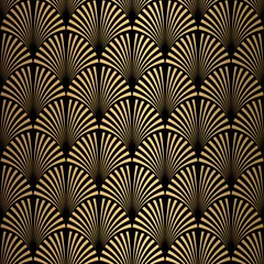 Printed roller blinds Black and Gold Art Deco Pattern. Seamless black and gold background.