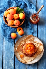 Pancakes made of ricotta cheese with apricot jam