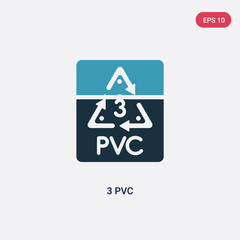 two color 3 pvc vector icon from user interface concept. isolated blue 3 pvc vector sign symbol can be use for web, mobile and logo. eps 10