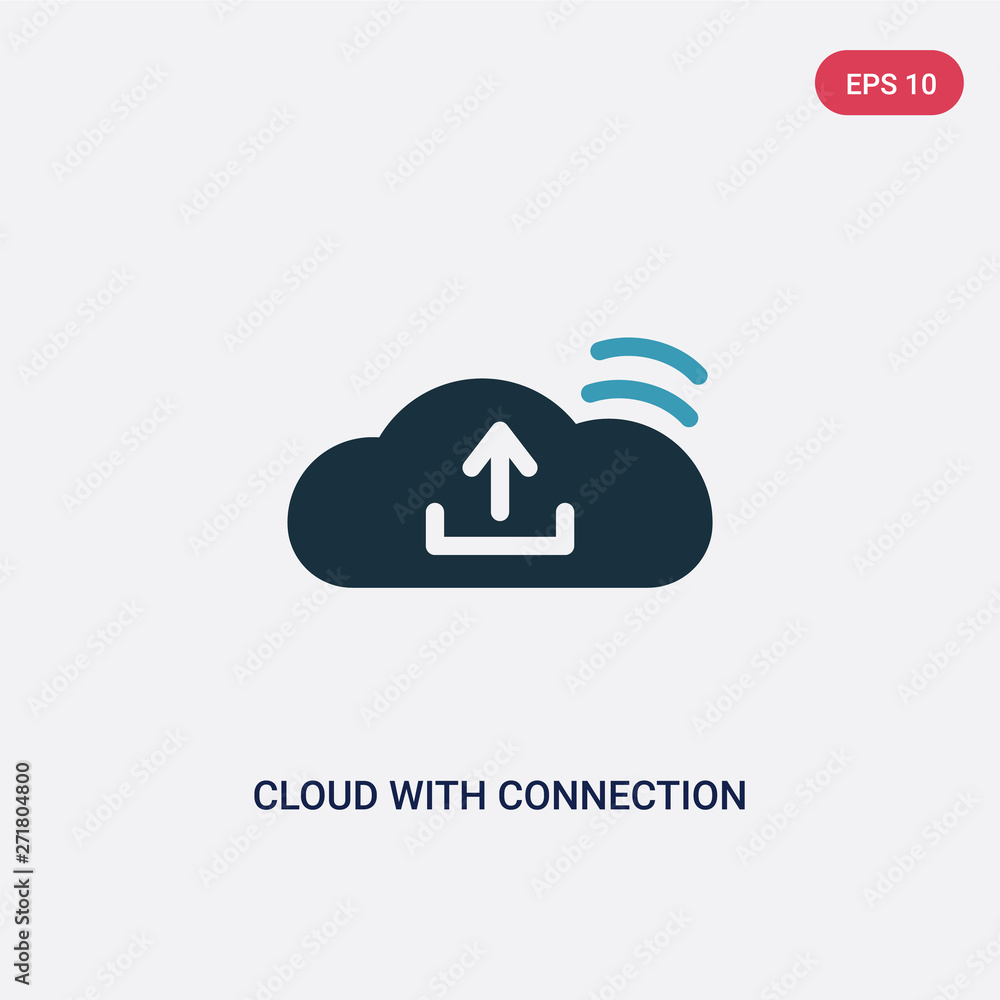 Poster two color cloud with connection vector icon from user interface concept. isolated blue cloud with co
