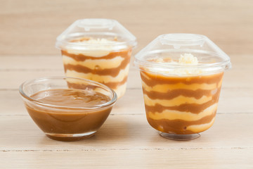 tasty dessert made with milk, arequipe and cheese - panna cotta