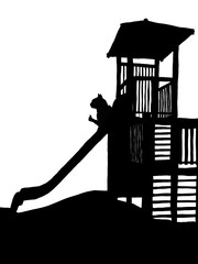 Randy sullo scivolo nel parco