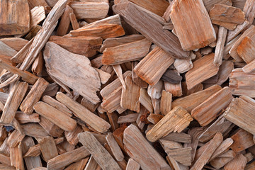 Overhead view of a group of alder smoking chips