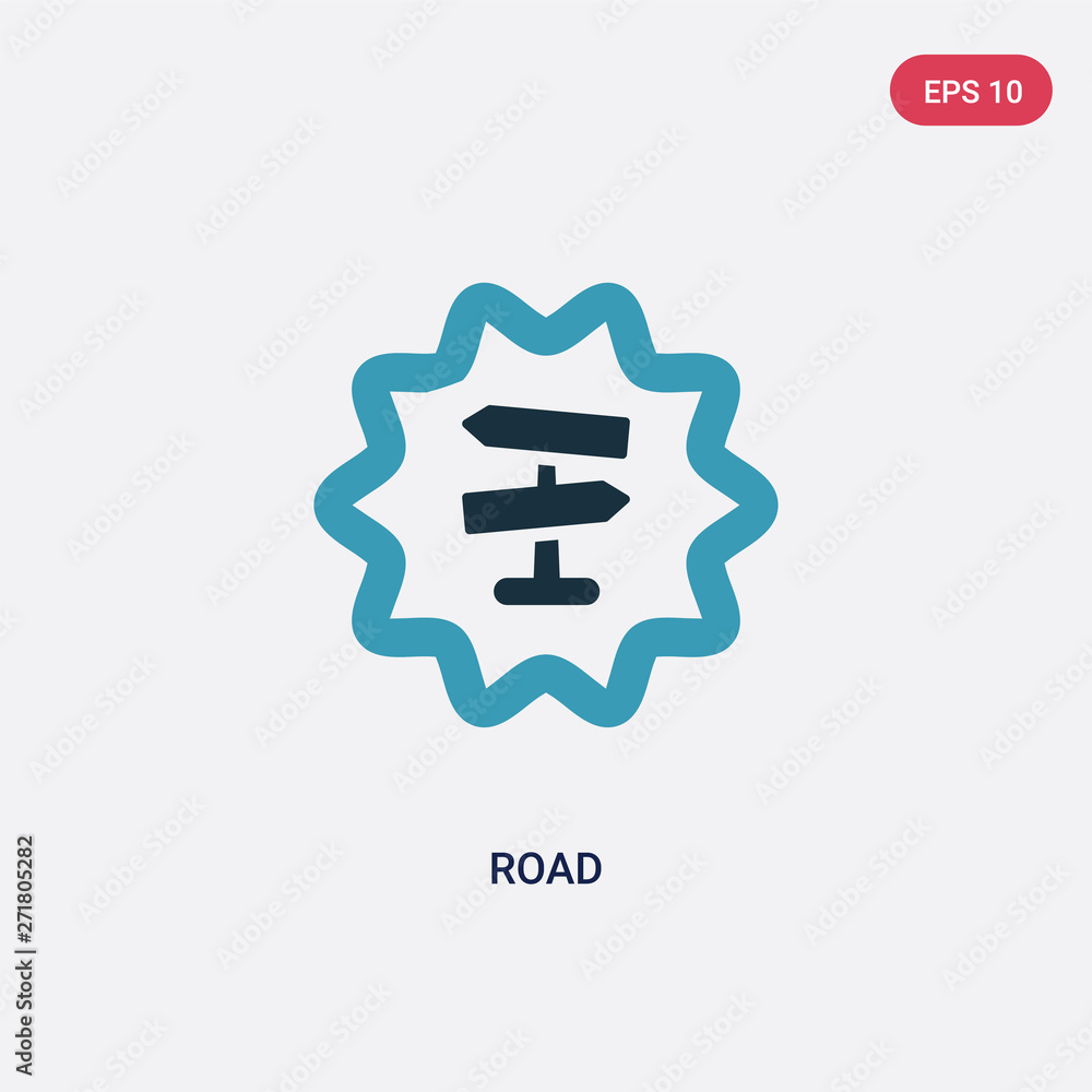 Poster two color road vector icon from user interface concept. isolated blue road vector sign symbol can be