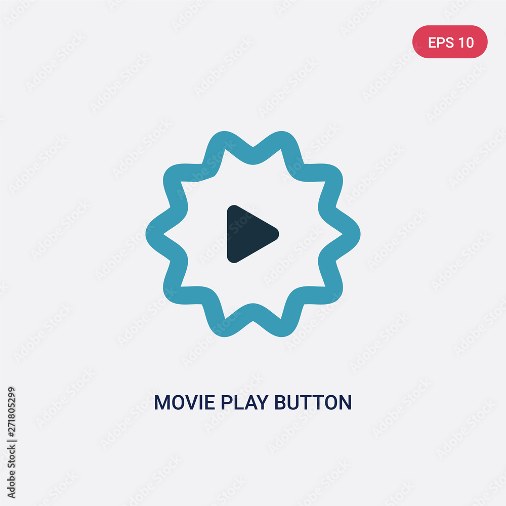 Poster two color movie play button vector icon from user interface concept. isolated blue movie play button