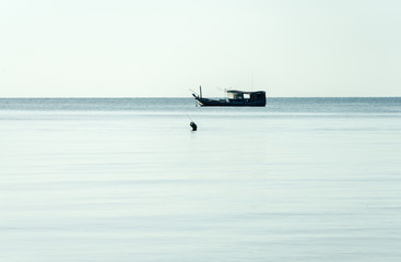 Obraz premium Folk fishing boat Morning coast