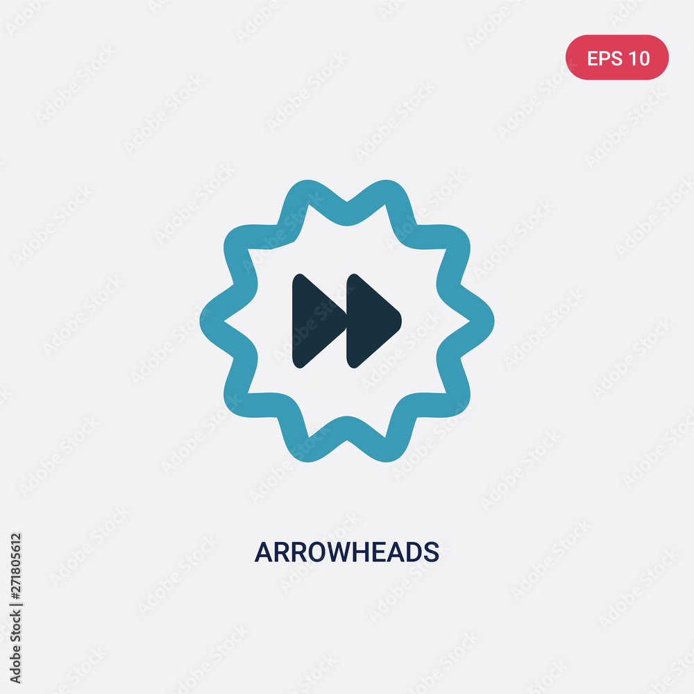 Poster two color arrowheads vector icon from user interface concept. isolated blue arrowheads vector sign s