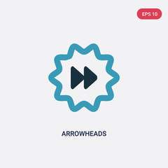 two color arrowheads vector icon from user interface concept. isolated blue arrowheads vector sign symbol can be use for web, mobile and logo. eps 10