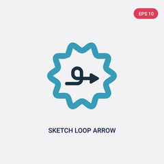 two color sketch loop arrow vector icon from user interface concept. isolated blue sketch loop arrow vector sign symbol can be use for web, mobile and logo. eps 10