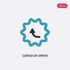 two color curved up arrow vector icon from user interface concept. isolated blue curved up arrow vector sign symbol can be use for web, mobile and logo. eps 10