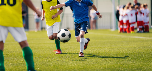 Children Playing Soccer Game During Primary School Soccer Tournament