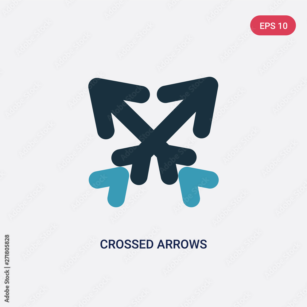 Poster two color crossed arrows vector icon from user interface concept. isolated blue crossed arrows vecto