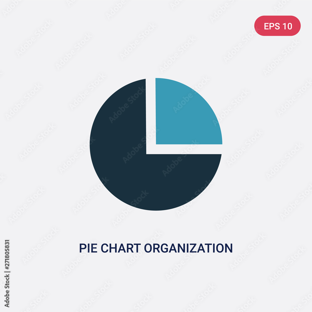 Poster two color pie chart organization vector icon from user interface concept. isolated blue pie chart or