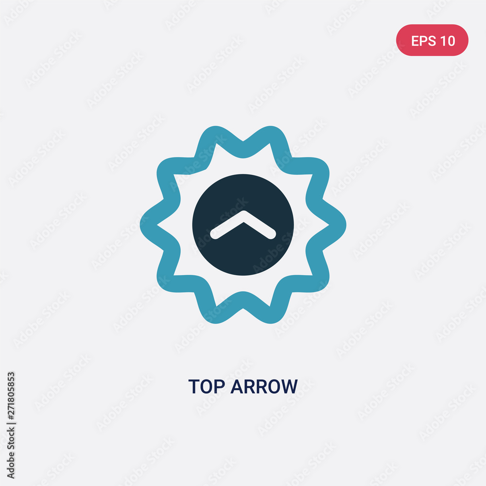 Poster two color top arrow vector icon from user interface concept. isolated blue top arrow vector sign sym