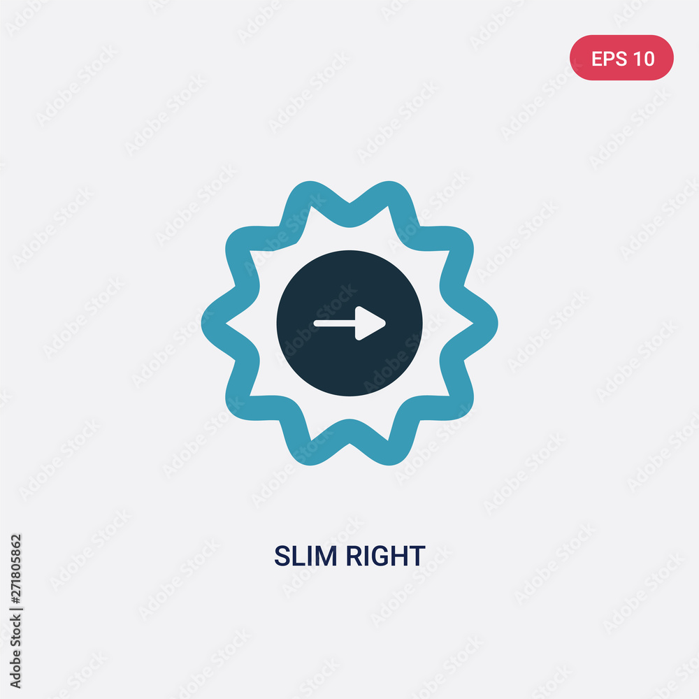 Poster two color slim right vector icon from user interface concept. isolated blue slim right vector sign s