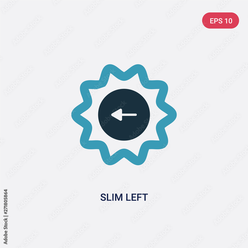 Poster two color slim left vector icon from user interface concept. isolated blue slim left vector sign sym
