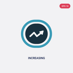 two color increasing vector icon from user interface concept. isolated blue increasing vector sign symbol can be use for web, mobile and logo. eps 10