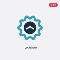 two color top arrow vector icon from user interface concept. isolated blue top arrow vector sign symbol can be use for web, mobile and logo. eps 10