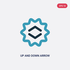 two color up and down arrow vector icon from user interface concept. isolated blue up and down arrow vector sign symbol can be use for web, mobile and logo. eps 10