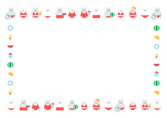 Cats 猫 イラスト フレーム 白背景 Wall Mural Wallpaper Murals Osame