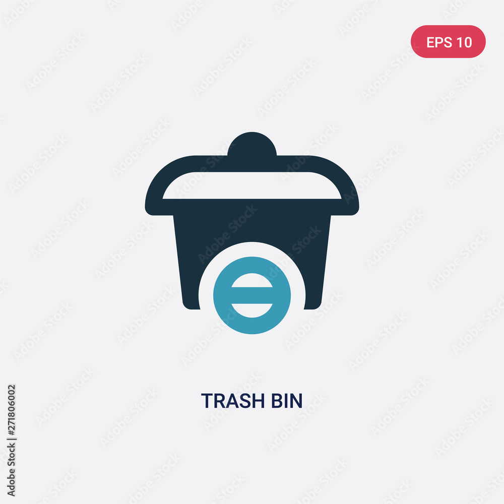 Poster two color trash bin vector icon from user interface concept. isolated blue trash bin vector sign sym