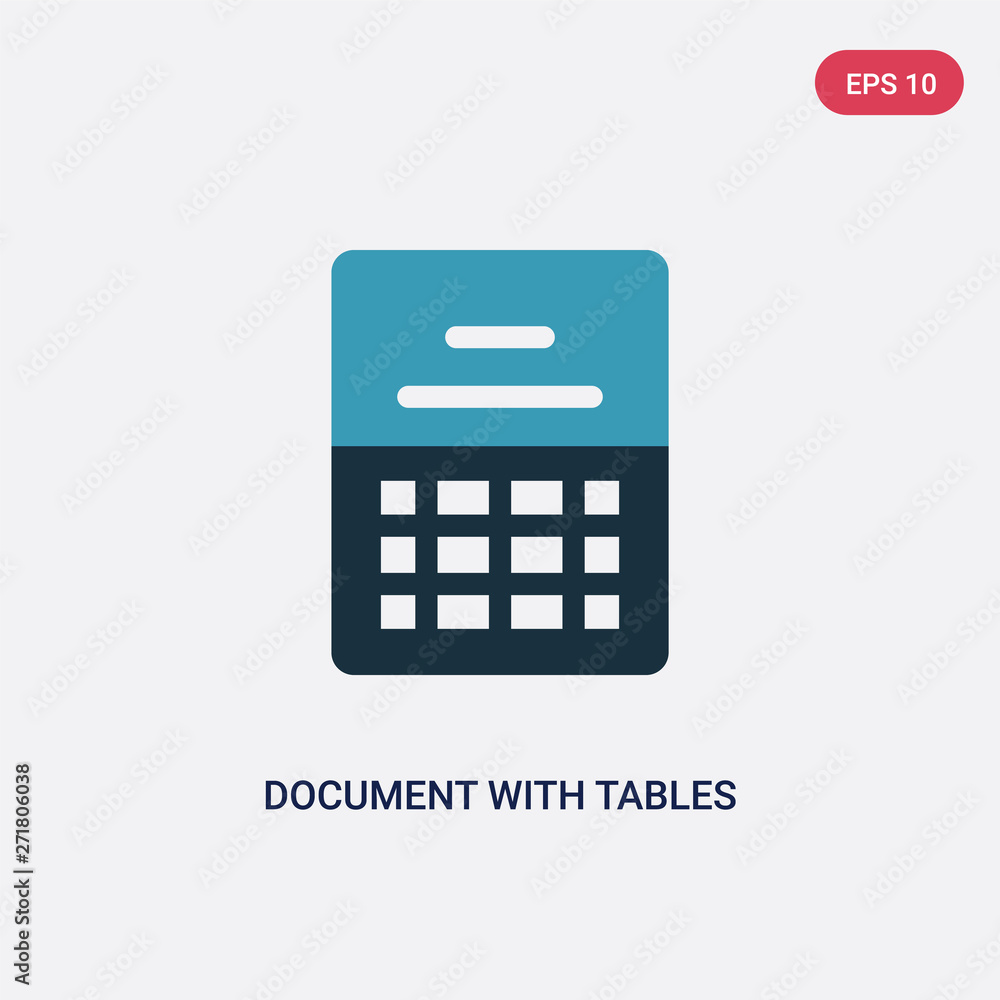Poster two color document with tables vector icon from user interface concept. isolated blue document with 