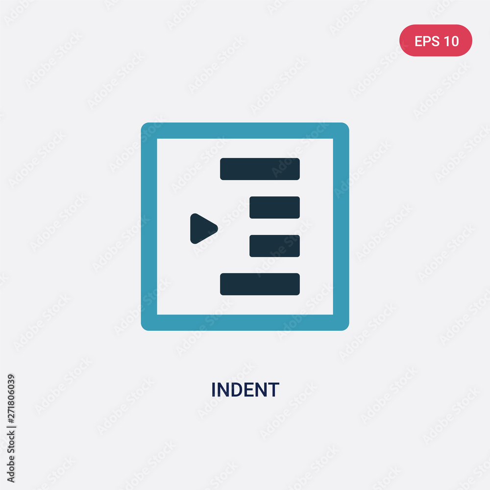 Poster two color indent vector icon from user interface concept. isolated blue indent vector sign symbol ca