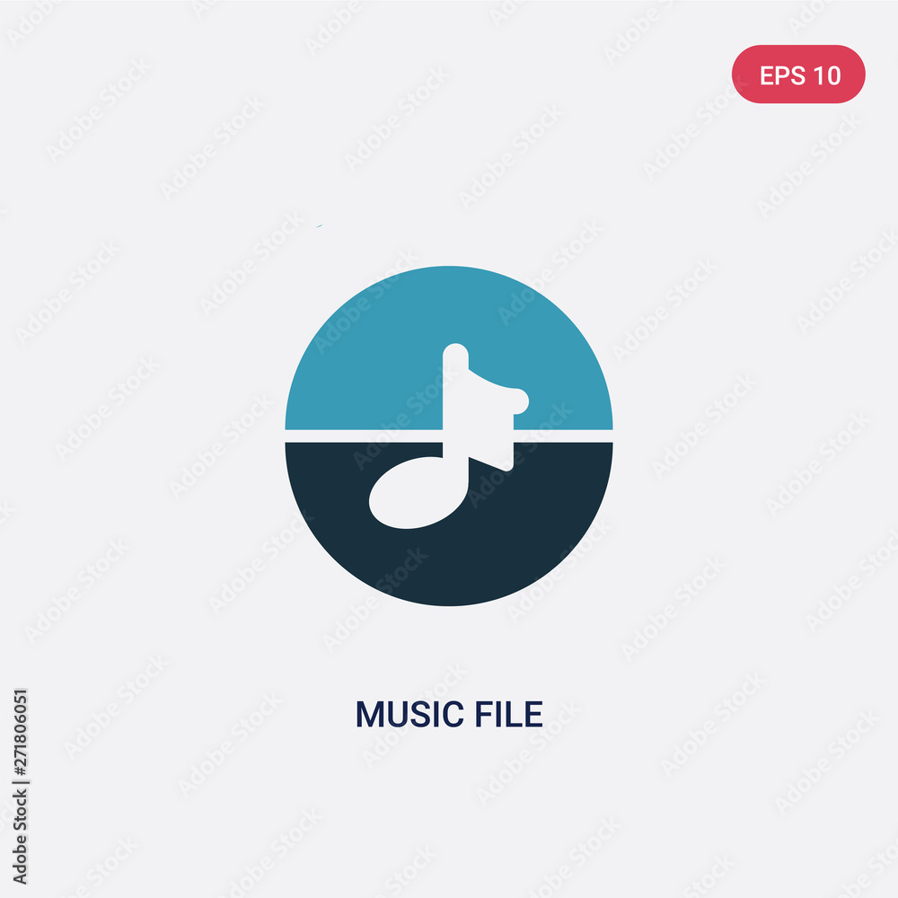 Poster two color music file vector icon from user interface concept. isolated blue music file vector sign s