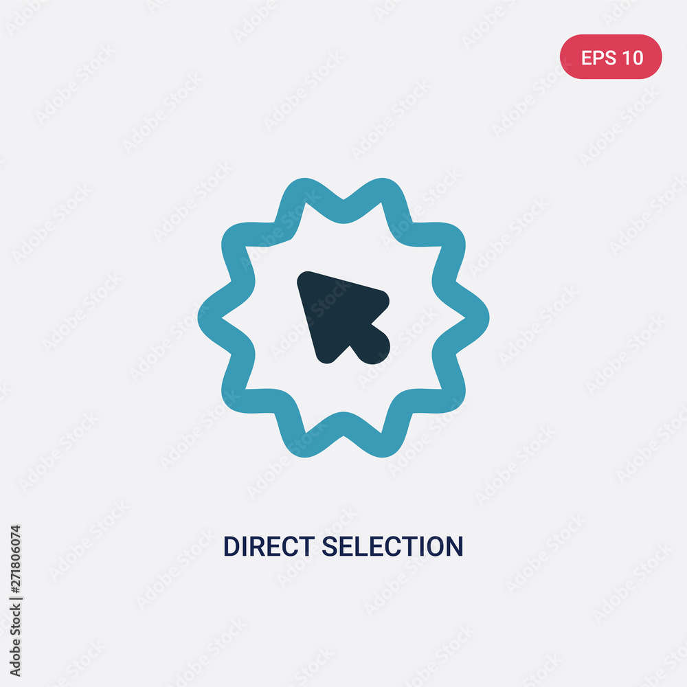 Poster two color direct selection vector icon from user interface concept. isolated blue direct selection v
