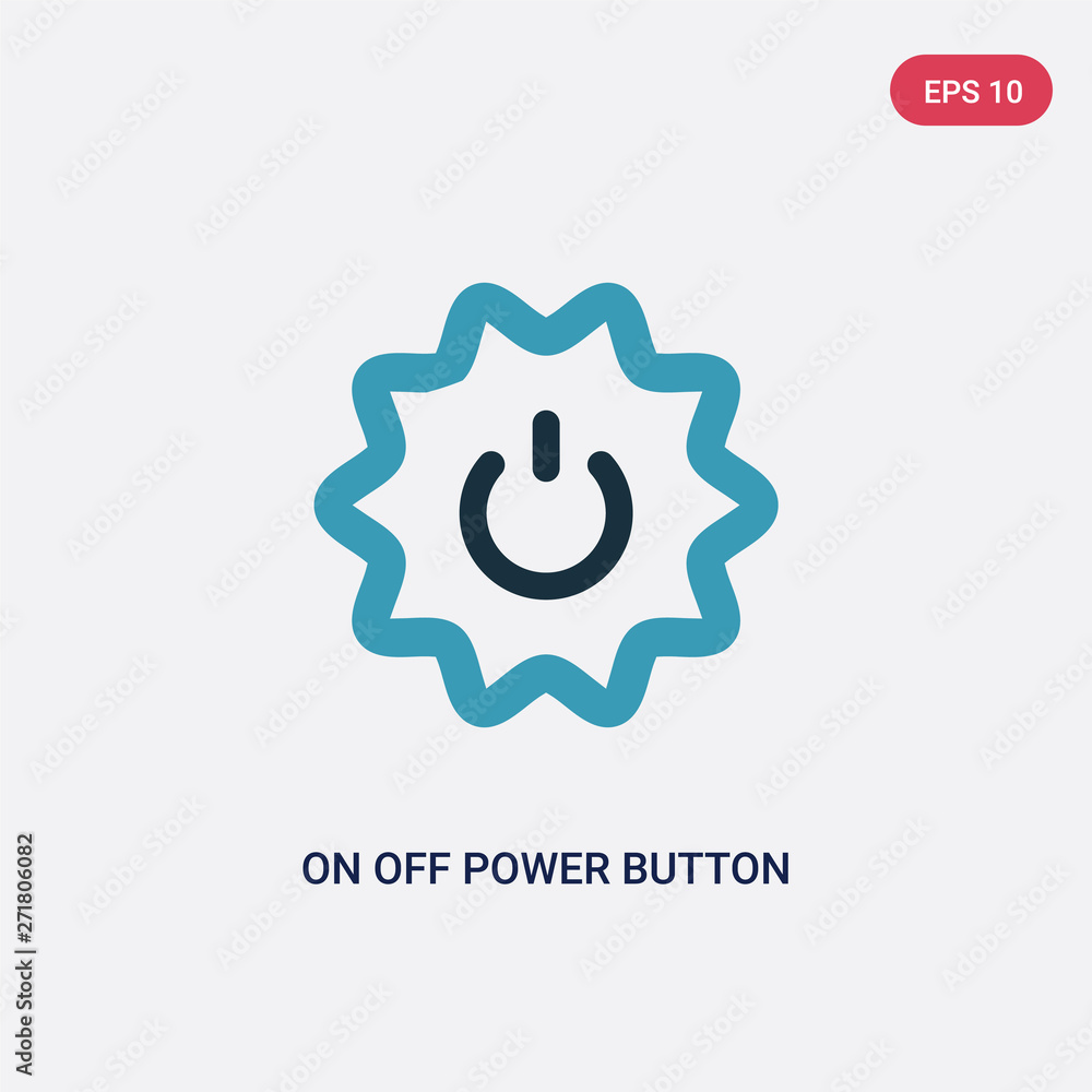Poster two color on off power button vector icon from user interface concept. isolated blue on off power bu