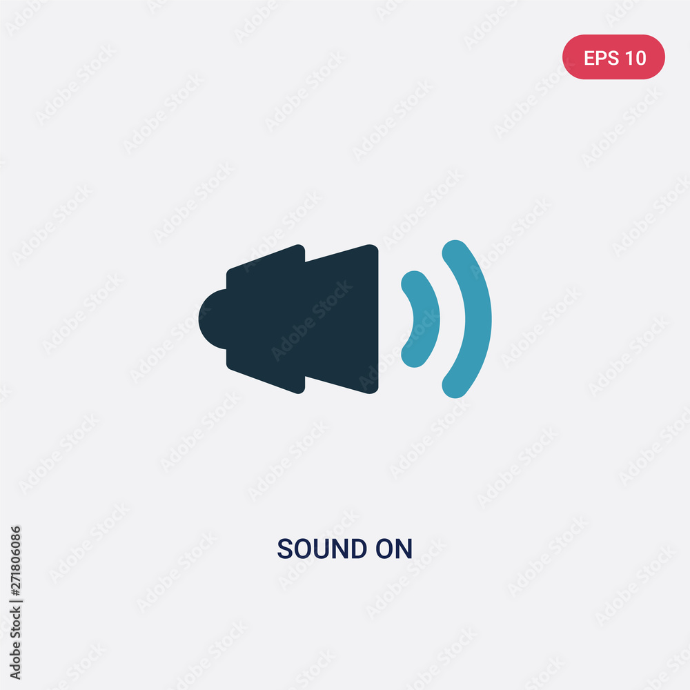 Poster two color sound on vector icon from user interface concept. isolated blue sound on vector sign symbo