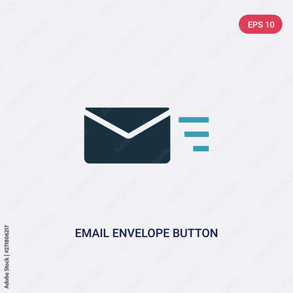 Poster two color email envelope button vector icon from user interface concept. isolated blue email envelop