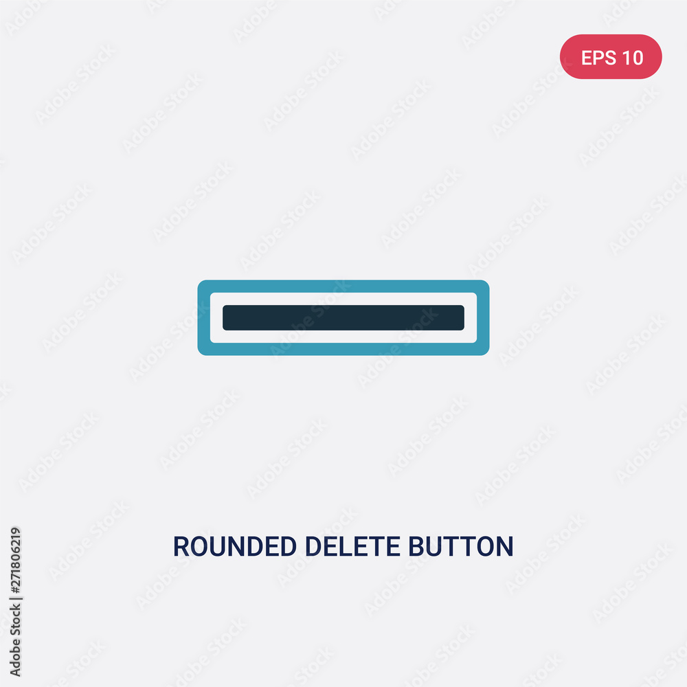 Poster two color rounded delete button with minus vector icon from user interface concept. isolated blue ro