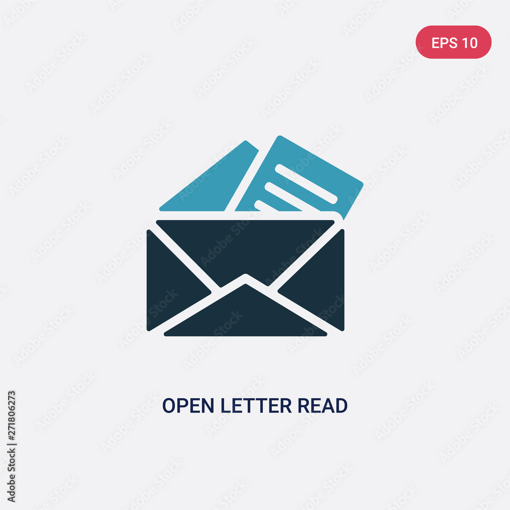 Poster two color open letter read email vector icon from user interface concept. isolated blue open letter 