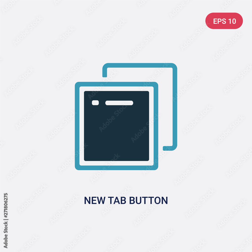 Poster two color new tab button vector icon from user interface concept. isolated blue new tab button vecto