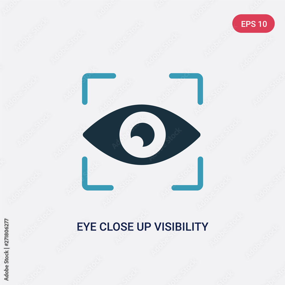 Poster two color eye close up visibility button vector icon from user interface concept. isolated blue eye 