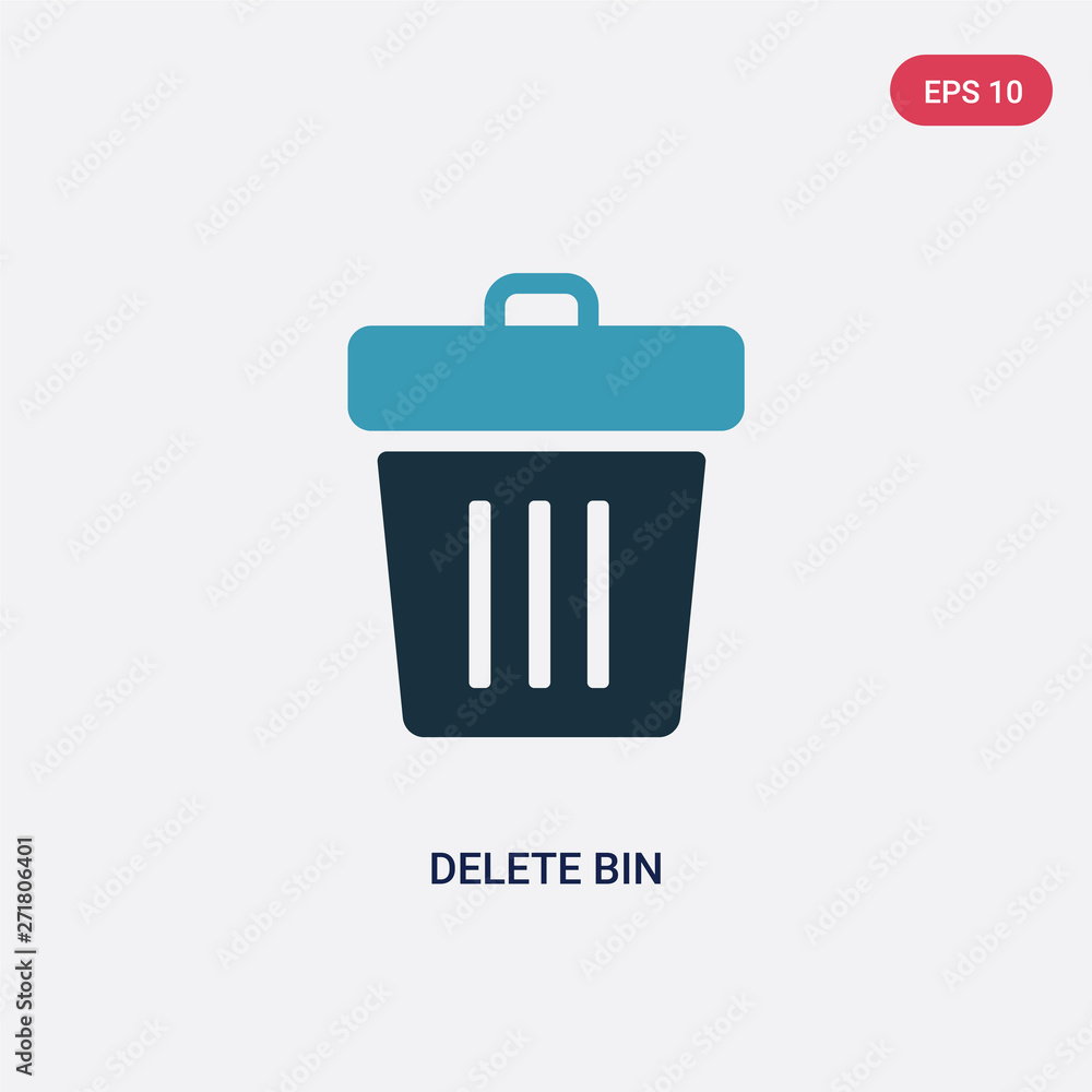 Poster two color delete bin vector icon from user interface concept. isolated blue delete bin vector sign s