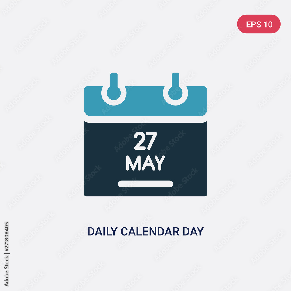 Poster two color daily calendar day 14 vector icon from user interface concept. isolated blue daily calenda