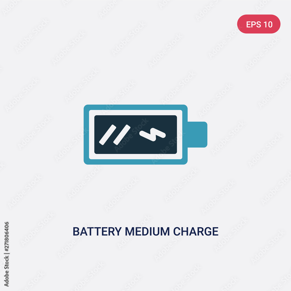 Poster two color battery medium charge vector icon from user interface concept. isolated blue battery mediu