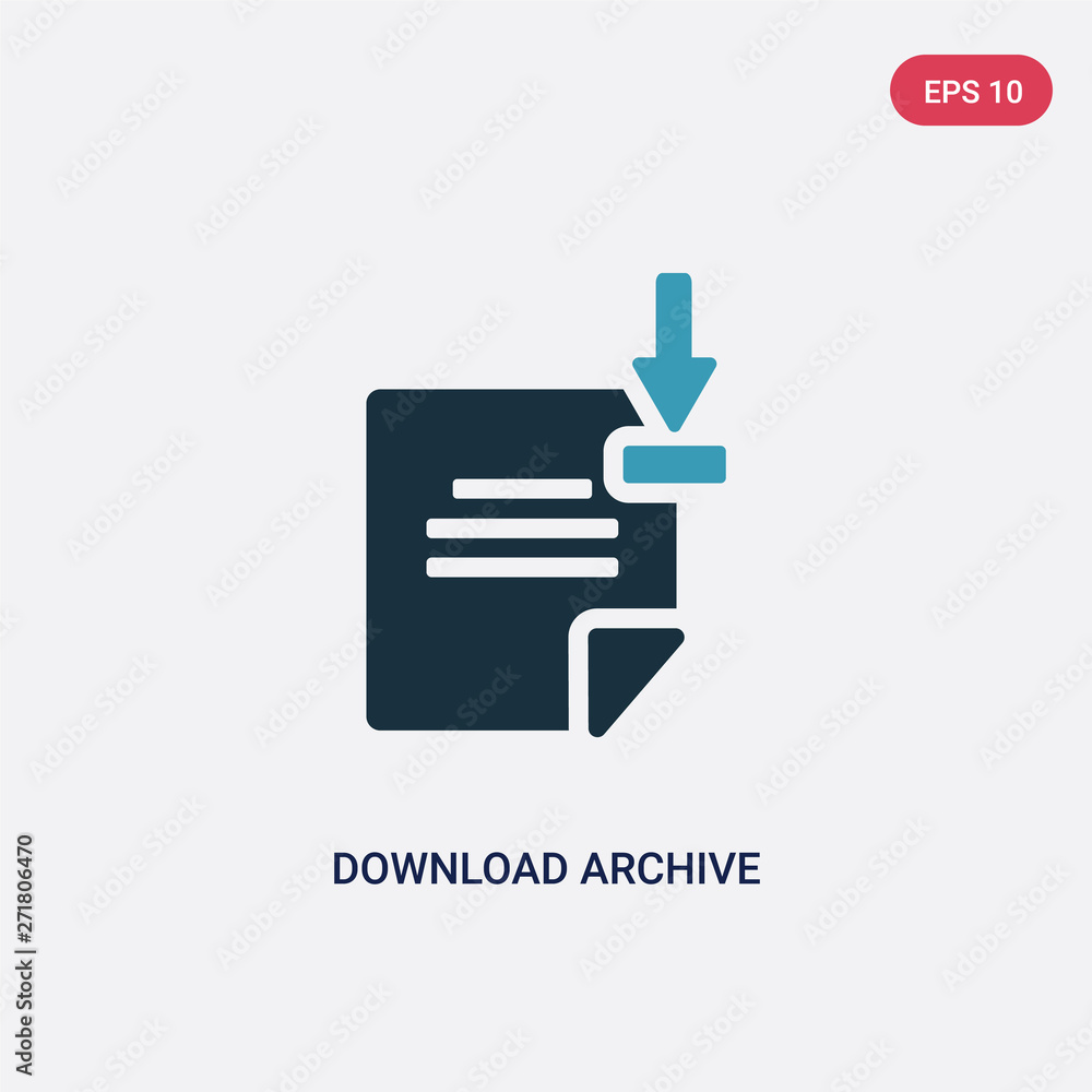 Poster two color download archive vector icon from user interface concept. isolated blue download archive v