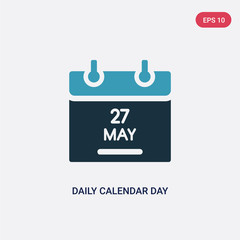 two color daily calendar day 14 vector icon from user interface concept. isolated blue daily calendar day 14 vector sign symbol can be use for web, mobile and logo. eps 10