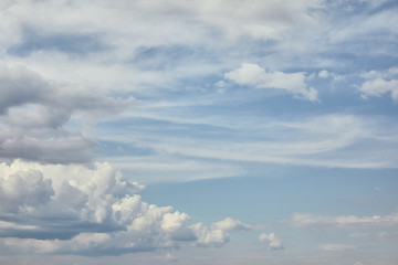 Peaceful white clouds on blue sky with copy space